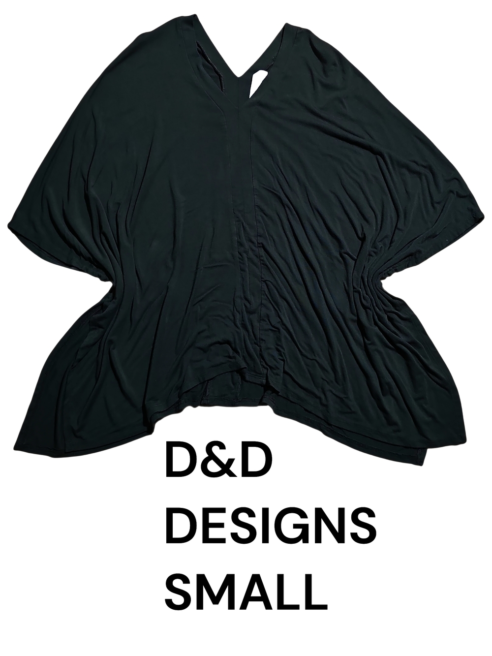 Black V-Neck Draped Blouse - Small